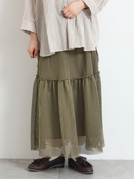 セルフカット メッシュスカート(ブラック/カーキ/クリーム)|SM2(エスエムツー)通販