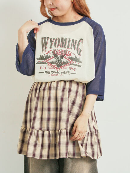 ラグランスリーブプリントシアーニット(ブラック/ブラウン/グリーン/ネイビー)|SM2(エスエムツー)通販