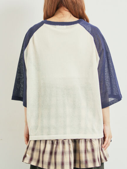 ラグランスリーブプリントシアーニット(ブラック/ブラウン/グリーン/ネイビー)|SM2(エスエムツー)通販