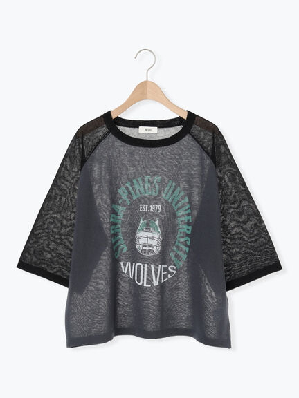 ラグランスリーブプリントシアーニット(ブラック/ブラウン/グリーン/ネイビー)|SM2(エスエムツー)通販