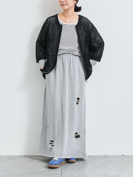 メッシュ編みZIPカーディガン(ブラック/グリーン/クリーム)|SM2(エスエムツー)通販