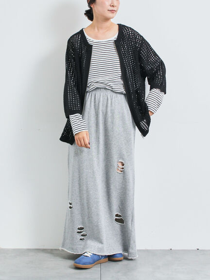 メッシュ編みZIPカーディガン(ブラック/グリーン/クリーム)|SM2(エスエムツー)通販