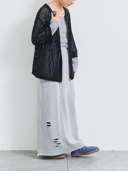 メッシュ編みZIPカーディガン(ブラック/グリーン/クリーム)|SM2(エスエムツー)通販