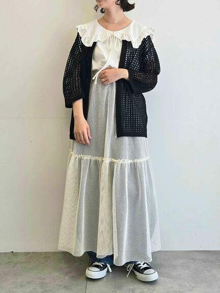 メッシュ編みZIPカーディガン(ブラック/グリーン/クリーム)|SM2(エスエムツー)通販