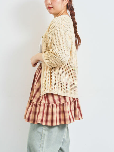 メッシュ編みZIPカーディガン(ブラック/グリーン/クリーム)|SM2(エスエムツー)通販