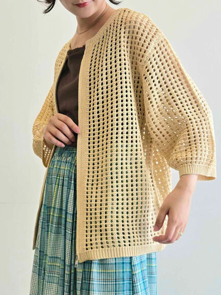 メッシュ編みZIPカーディガン(ブラック/グリーン/クリーム)|SM2(エスエムツー)通販