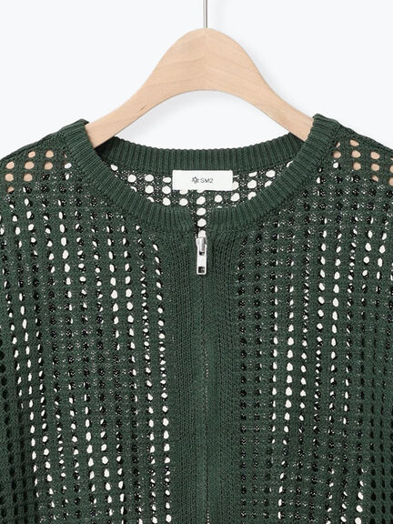 メッシュ編みZIPカーディガン(ブラック/グリーン/クリーム)|SM2(エスエムツー)通販