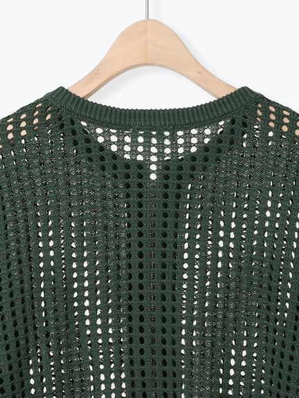 メッシュ編みZIPカーディガン(ブラック/グリーン/クリーム)|SM2(エスエムツー)通販