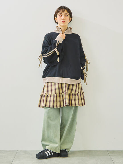 チェック柄フリルティアードミニスカート(オフホワイト/ボルドー/ブラウン)|SM2(エスエムツー)通販