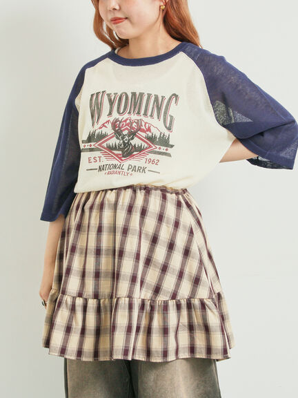 チェック柄フリルティアードミニスカート(オフホワイト/ボルドー/ブラウン)|SM2(エスエムツー)通販