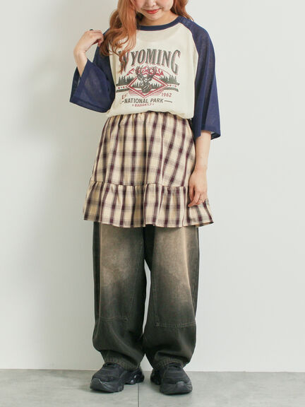 チェック柄フリルティアードミニスカート(オフホワイト/ボルドー/ブラウン)|SM2(エスエムツー)通販