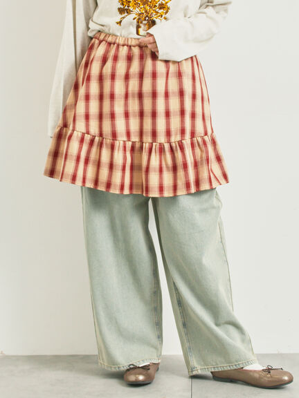 チェック柄フリルティアードミニスカート(オフホワイト/ボルドー/ブラウン)|SM2(エスエムツー)通販