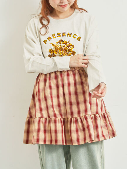 チェック柄フリルティアードミニスカート(オフホワイト/ボルドー/ブラウン)|SM2(エスエムツー)通販