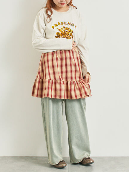 チェック柄フリルティアードミニスカート(オフホワイト/ボルドー/ブラウン)|SM2(エスエムツー)通販