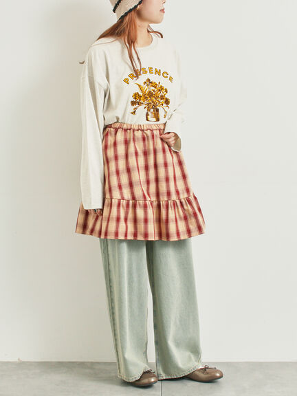 チェック柄フリルティアードミニスカート(オフホワイト/ボルドー/ブラウン)|SM2(エスエムツー)通販