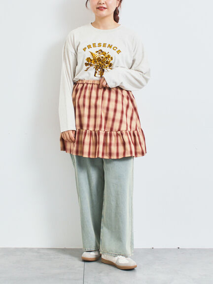 チェック柄フリルティアードミニスカート(オフホワイト/ボルドー/ブラウン)|SM2(エスエムツー)通販