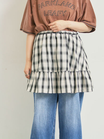 チェック柄フリルティアードミニスカート(オフホワイト/ボルドー/ブラウン)|SM2(エスエムツー)通販