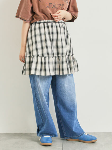 チェック柄フリルティアードミニスカート(オフホワイト/ボルドー/ブラウン)|SM2(エスエムツー)通販