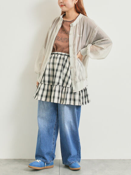 チェック柄フリルティアードミニスカート(オフホワイト/ボルドー/ブラウン)|SM2(エスエムツー)通販