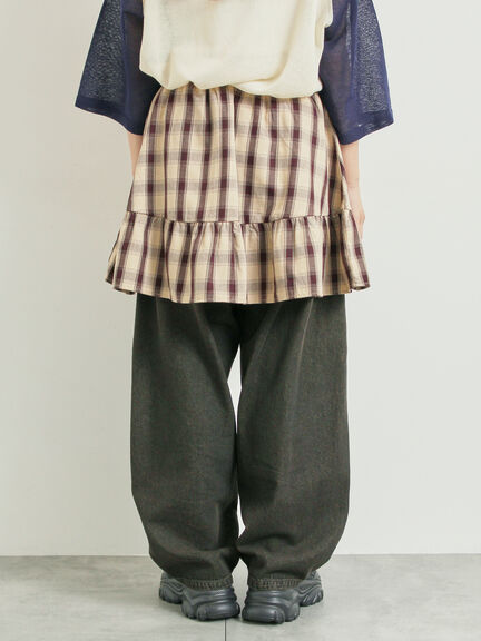 チェック柄フリルティアードミニスカート(オフホワイト/ボルドー/ブラウン)|SM2(エスエムツー)通販