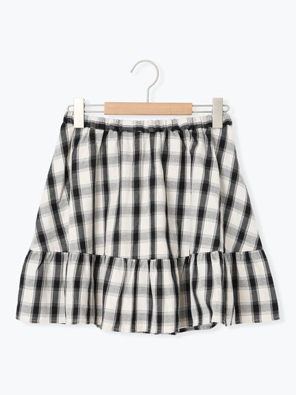 チェック柄フリルティアードミニスカート(オフホワイト/ボルドー/ブラウン)|SM2(エスエムツー)通販