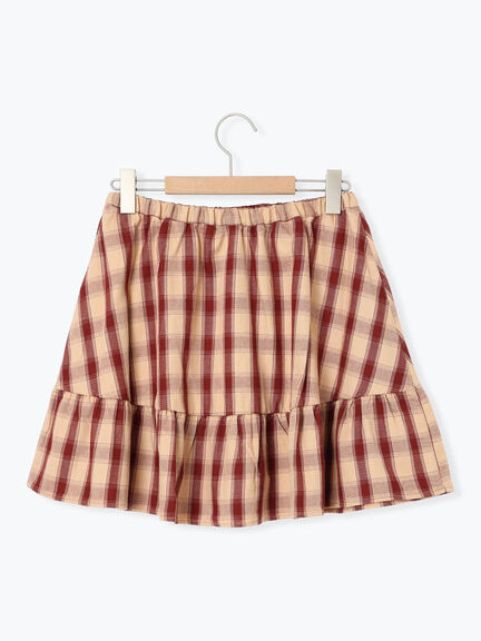 チェック柄フリルティアードミニスカート(オフホワイト/ボルドー/ブラウン)|SM2(エスエムツー)通販