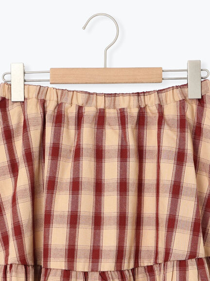 チェック柄フリルティアードミニスカート(オフホワイト/ボルドー/ブラウン)|SM2(エスエムツー)通販