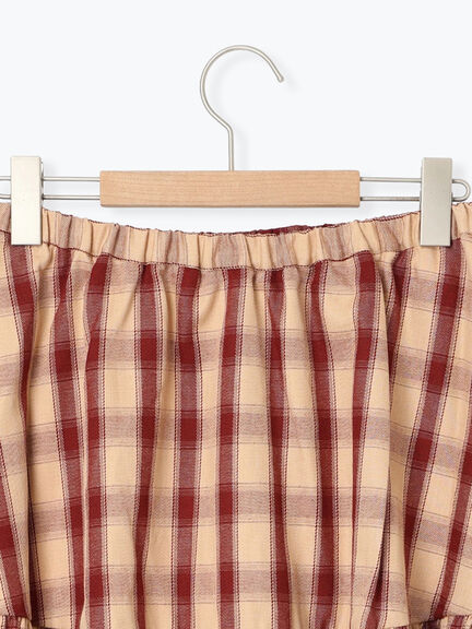 チェック柄フリルティアードミニスカート(オフホワイト/ボルドー/ブラウン)|SM2(エスエムツー)通販