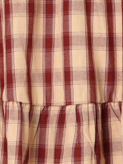 チェック柄フリルティアードミニスカート(オフホワイト/ボルドー/ブラウン)|SM2(エスエムツー)通販