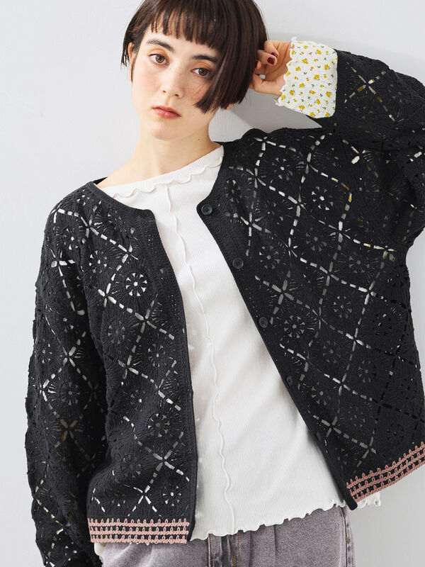 クロシェ編み風カーディガン(ブラック)|SM2(エスエムツー)通販