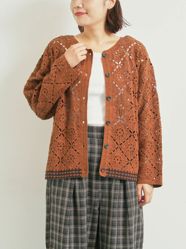 クロシェ編み風カーディガン(オレンジ)|SM2(エスエムツー)通販