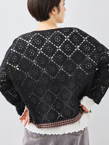 クロシェ編み風カーディガン(ブラック/オレンジ/グリーン/クリーム)|SM2(エスエムツー)通販