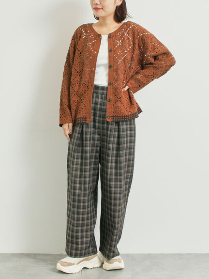 クロシェ編み風カーディガン(ブラック/オレンジ/グリーン/クリーム)|SM2(エスエムツー)通販