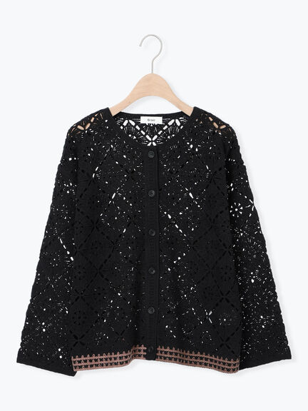 クロシェ編み風カーディガン(ブラック/オレンジ/グリーン/クリーム)|SM2(エスエムツー)通販