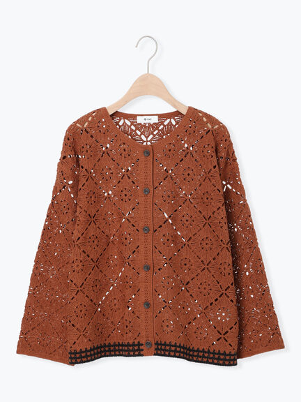 クロシェ編み風カーディガン(ブラック/オレンジ/グリーン/クリーム)|SM2(エスエムツー)通販