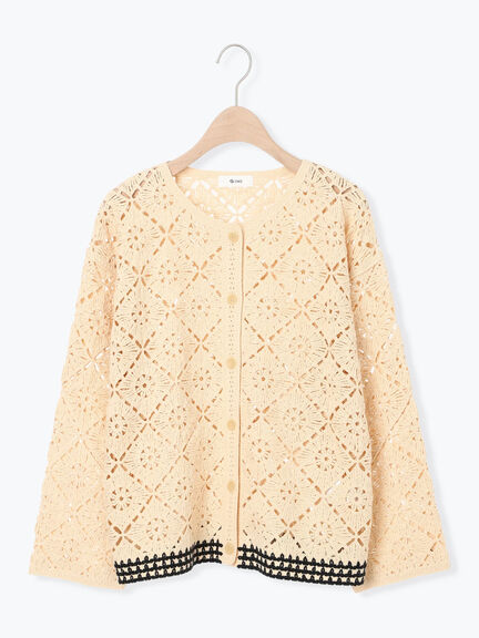 クロシェ編み風カーディガン(ブラック/オレンジ/グリーン/クリーム)|SM2(エスエムツー)通販