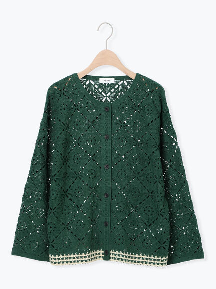 クロシェ編み風カーディガン(ブラック/オレンジ/グリーン/クリーム)|SM2(エスエムツー)通販