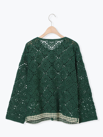 クロシェ編み風カーディガン(ブラック/オレンジ/グリーン/クリーム)|SM2(エスエムツー)通販