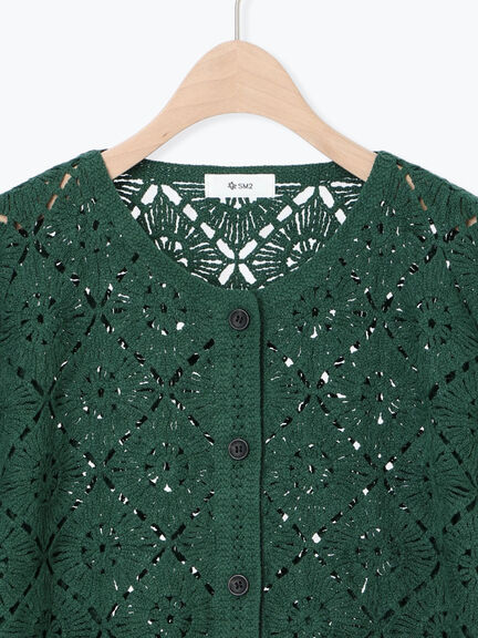 クロシェ編み風カーディガン(ブラック/オレンジ/グリーン/クリーム)|SM2(エスエムツー)通販