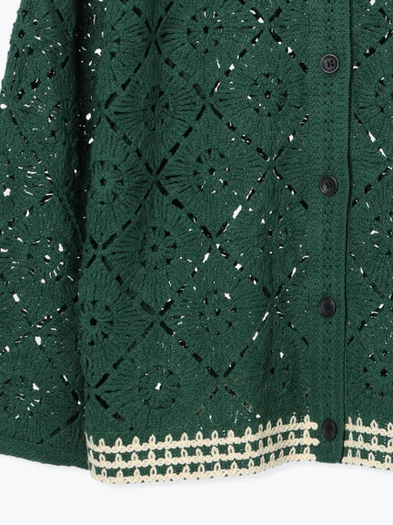 クロシェ編み風カーディガン(ブラック/オレンジ/グリーン/クリーム)|SM2(エスエムツー)通販