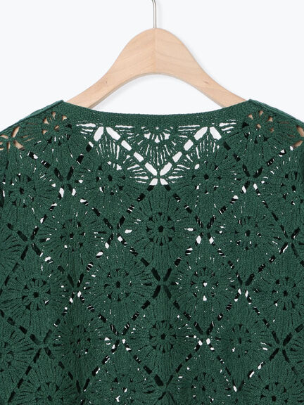 クロシェ編み風カーディガン(ブラック/オレンジ/グリーン/クリーム)|SM2(エスエムツー)通販