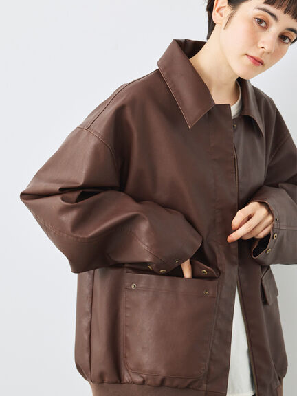 フェイクレザーブルゾン(ブラック/ブラウン)|SM2(エスエムツー)通販