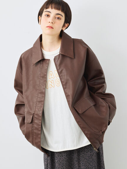 フェイクレザーブルゾン(ブラック/ブラウン)|SM2(エスエムツー)通販