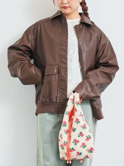 フェイクレザーブルゾン(ブラック/ブラウン)|SM2(エスエムツー)通販