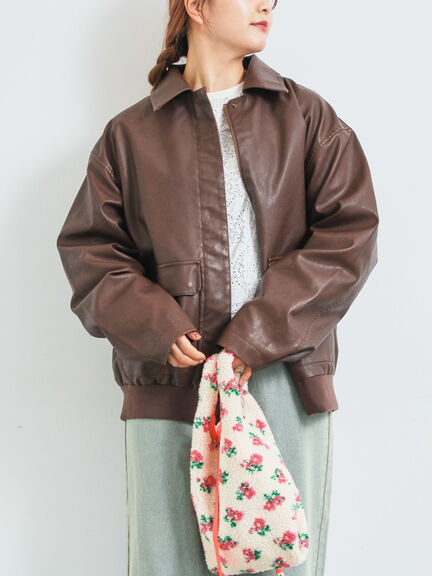 フェイクレザーブルゾン(ブラック/ブラウン)|SM2(エスエムツー)通販