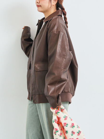 フェイクレザーブルゾン(ブラック/ブラウン)|SM2(エスエムツー)通販