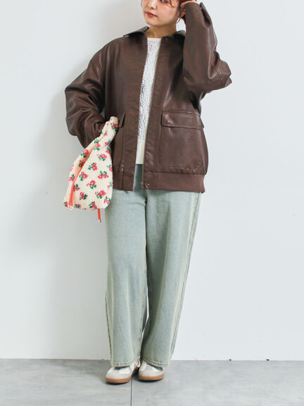 フェイクレザーブルゾン(ブラック/ブラウン)|SM2(エスエムツー)通販