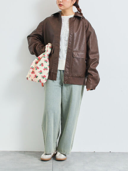 フェイクレザーブルゾン(ブラック/ブラウン)|SM2(エスエムツー)通販