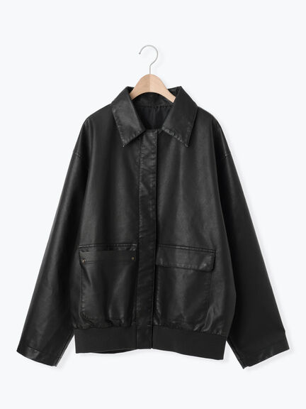 フェイクレザーブルゾン(ブラック/ブラウン)|SM2(エスエムツー)通販