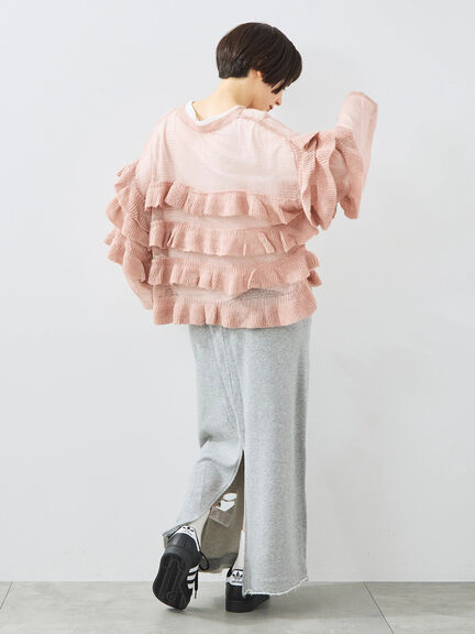 インナーSETモヘアタッチシアーフリルニット(ブラック/ピンク/ベージュ/カーキ)|SM2(エスエムツー)通販